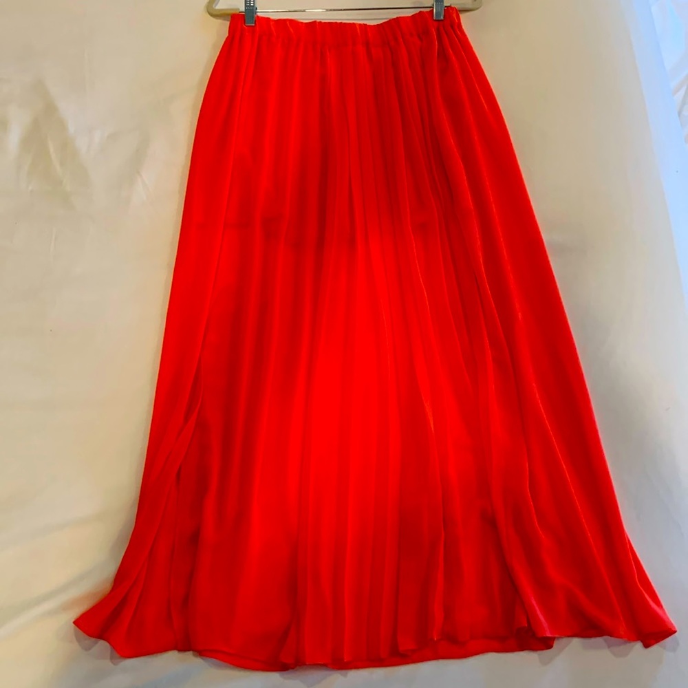 Coral sheer maxi skirt with mini skirt underneath